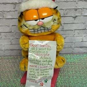 Vintage GARFIELD Plush CHRISTMAS LIST Dakin Stuffed Animal Toy 10" Tall